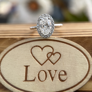 14K White Gold 1.30 Carat Oval Cut Lab Grown Filled Diamond Engagement Ring E Color VVS2 IGI Certified Round Side Stone - Product Image 1