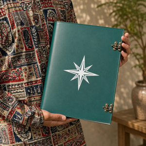 Journal en cuir turquoise fait main, carnet d'écriture vintage, journal rustique, journal à motifs étoilés, carnet de croquis rechargeable, journal de voyage - Product Image 2