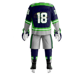 New Arrival Green Gray and Black <b>Colour</b> Ice Hockey Uniform Polyester Material with Low Price Ice Hockey Uniform - Product Image 2