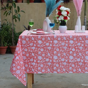 Mantel de algodón con estampado floral coralino para uso exterior, lavable, estilo pastoral, cubierta cuadrada, servilleta/individual/camino de mesa, moderno para fiestas - Product Image 1