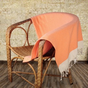 Manta de Franela a Cuadros 100% Algodón, Rectangular, Color Coral, con Flecos, para Uso Doméstico, Lavable a Máquina, Suave, Tamaño Adulto, Ecológica - Product Image 1