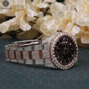 Charm Jewells Montre de luxe pour femme avec diamants, analogique, à quartz, boîtier rond, bracelet en acier inoxydable, fermoir pliant, 38 mm - Product Image 2