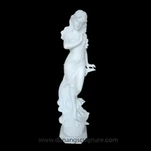 Custom hand carved young nude girl on the moon marble sculpture marble statue of a half-naked woman