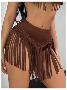 High Street Fashion Vintage Genuine Leather <b>Elastic</b> Waist Mini <b>Skirt</b> for Women Customizable Anti-Wrinkle - Product Image 4