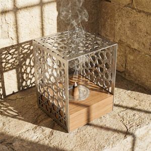 Wooden Bakhoor Burner Exquisite Arabic Style Bamboo <b>Incense</b> Burner Durable Religious Eco-Friendly for Charcoal - Product Image 2