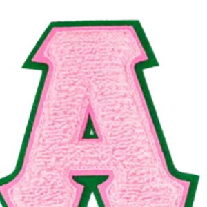 Pink and Green Greek Letter Chenille Patch Set of 3 Varsity Style Embroidered Applique <b>Badges</b> for Jackets Hoodies Bags - Product Image 5