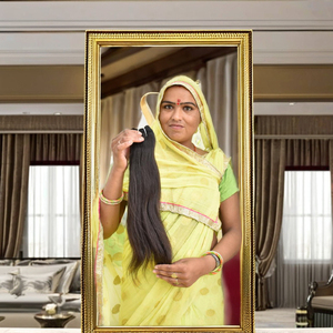 ลูกไม้สีดำยาวสำหรับผู้หญิงอินเดียเรียงตามหนังแท้แบบบราซิลเลี่ยนสำหรับมัดเส้นด้ายด้านข้างอัจฉริยะเป็นขนธรรมชาติ - Product Image 1