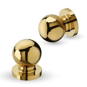 Poignée de tiroir ronde en laiton doré de qualité supérieure, bouton de meuble décoratif, poignée de porte, ensemble de 2 tirettes en laiton - Product Image 1