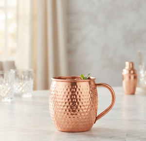 Mug en cuivre martelé, ustensile de cuisine, taille moyenne, pour servir de l'eau, finition en cuivre pur - Product Image 1
