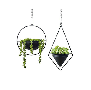 Pot de fleurs suspendu en métal bleu moderne, forme circulaire, élégant, pour balcon, à prix raisonnable - Product Image 2