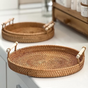 Kitchen accessory rattan <b>tray</b> natural <b>buffet</b> <b>trays</b> for restaurants hotels homes decoration - Product Image 1