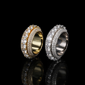 Lab Grown Diamond Eternity Band 925 Silver Round Stone <b>Iced</b> <b>Ring</b> Gold Tone Luxury Wedding Anniversary Statement <b>Ring</b> For Women - Product Image 3