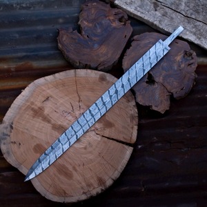 ใบมีดดาบไวกิ้งเหล็กดามัสกัสแฮนด์เมดแบบกำหนดเองว่างเปล่าการทำดาบ DIY ใบมีดเปล่าแบบเต็มถัง - Product Image 4
