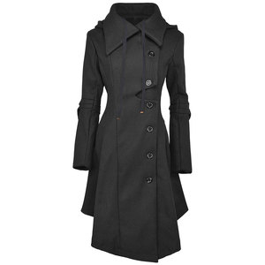 Abrigo largo tipo gabardina para mujer - Abrigo de lana de invierno con solapa gótica, abrigo grueso con capucha OEM ODM - Product Image 1