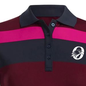 Women's Pink Black Striped Sublimation Polo Shirt Short Sleeve Modern <b>Athletic</b> Top Comfortable Golf Apparel for Sports Practi - Product Image 3