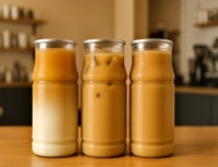 Boîte en plastique PET transparente de 305 ml de qualité alimentaire pour l'emballage de boissons, avec couvercle en aluminium facile à ouvrir, certifiée ISO 9001 HACCP, logo personnalisé