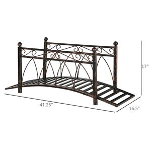 Arco Decorativo in Metallo da 3,3FT, Ponte per Giardino Zen con Ringhiere di Sicurezza, Passerella con Delicati Intagli, Sfere Angolari per Paesaggistica e Decorazione - Product Image 3