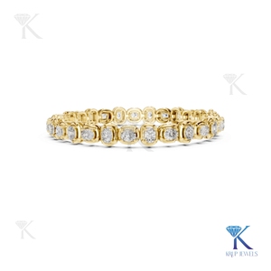 Elegant 4.00 X 3 Oval Cut Cushion Bezel Set Diamond Tennis <b>Bracelet</b> 14K <b>Solid</b> Gold Unisex Luxury Jewelry for Party Gift - Product Image 2