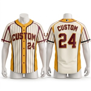 Camiseta de Béisbol Personalizada para Hombre, con Rayas, Transpirable, Sublimada, Manga Corta, Corte Regular, para Todas las Temporadas, Ropa Deportiva - Product Image 1