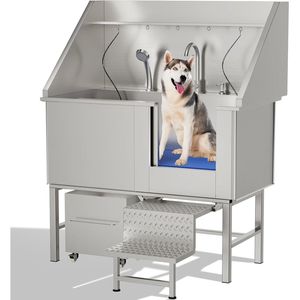Station de lavage pour chiens en acier inoxydable de 50 pouces pour le nettoyage et le bain des animaux de compagnie - Product Image 1