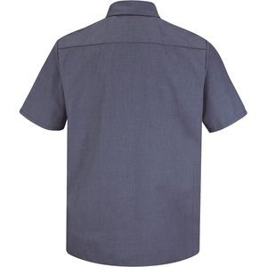 Chemise de travail uniforme à manches courtes pour homme, micro-à carreaux, taille XL, bleu/charbon et rouge - Product Image 3