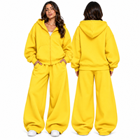 Ensemble de survêtement streetwear en molleton de coton épais pour femme, grande taille, avec cordon de serrage, pantalon large, collection hiver, vente en gros