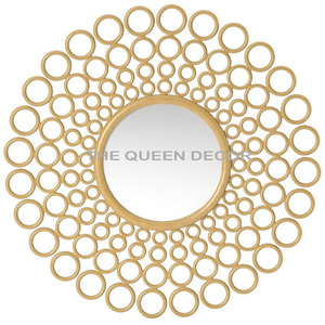 Modern Look Round Shape <b>Gold</b> Aluminum Metal Wall <b>Mirror</b> <b>Frame</b> With Usage Minimalistic Room Wall Mounted Home Decoration - Product Image 5