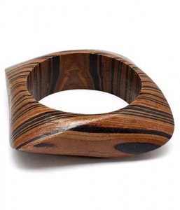 <b>Artificial</b> Wooden Bracelets Set with Brown Leather Accents Boho Style Women's Jewelry From Craft Emporium Exports Uttar Pradesh - Product Image 1