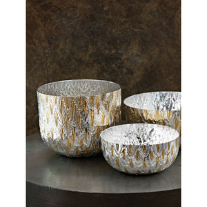 Bol de service de luxe pour la maison et l'hôtel, en verre bleu avec intérieur en verre et extérieur en métal plaqué or de haute qualité. - Product Image 2