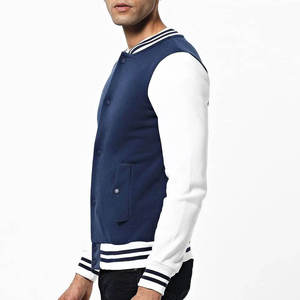 Men's Baseball Varsity <b>Jacket</b> Patchwork Hooded Stand Collar Eco-Friendly Windproof <b>Fleece</b> <b>Lining</b> - Product Image 4