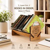 Étagère à livres moderne en bois pour table |   Support d'organisation de livres découpé au laser |   Élégant support de rangement de bureau pour livres, dossiers et magazines