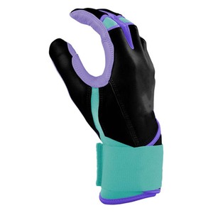 Gants de frappe en cuir rembourrés violet, noir et turquoise, fermeture auto-agrippante, unisexe, pour entraînement adulte - Product Image 2