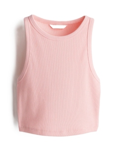 Débardeur court côtelé en coton tricoté à col ras du cou pour femme, respirant, décontracté, idéal pour l'été, personnalisable - Product Image 3
