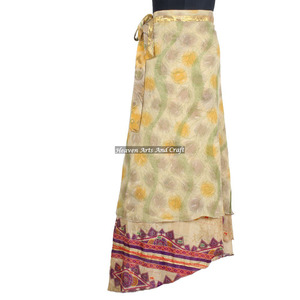 Beautiful Indian Vintage Women Silk Magic <b>Wrap</b> <b>Skirt</b> 2 Layer Reversible Magic Silk Saris <b>Wrap</b> Long <b>Skirt</b> Silk Sari Fabric <b>Wrap</b> - Product Image 1