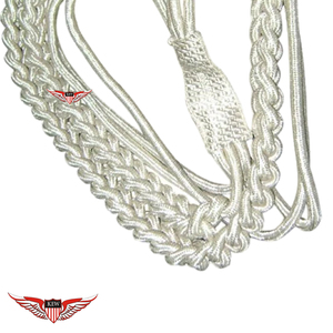 Silver Aiguillette Shoulder Cords Aiguillette Twisted Aiguillette with Metallic Silver Tip Metallic <b>Cord</b> - Product Image 3