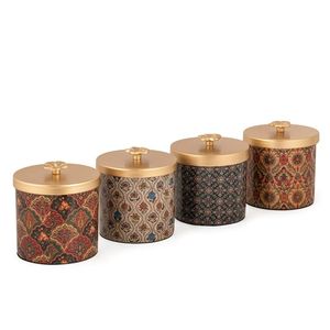 Boîte en métal et verre haute durabilité avec motif feuilles et couvercles – Contenant élégant pour condiments – Meilleur prix - Product Image 4