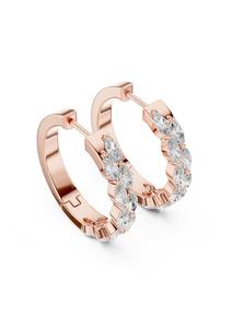 Pendientes de Aro de Oro Sólido de 9K Chapados en Oro Rosa para Mujer, con Diamante Cultivado en Laboratorio de Corte Marquesa, Chapados en Rodio, Regalo de Lujo - Product Image 1