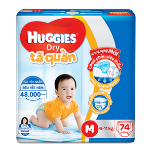 Huggies Dry Pants Diapers Taille M 74 pièces Culottes d'apprentissage pour bébé Douces Respirantes Protection anti-fuites Ceinture élastique Absorption rapide - Product Image 1