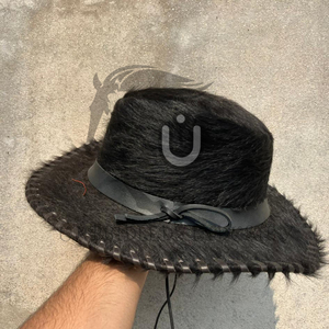 Sombrero de Vaquero de Cuero Vacuno con Pelo Sintético Negro, Ajustable, para Fiestas y Uso en Exteriores, Unisex, Servicios OEM/ODM Disponibles - Product Image 6