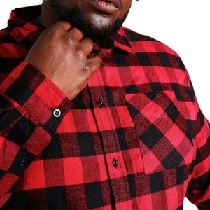 Chemise en flanelle à carreaux à manches longues pour homme Coupe classique Vêtement décontracté Motif à carreaux rouge et noir Tissu tissé - Product Image 4