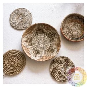 Ensemble de paniers muraux en rotin, assiettes tissées en fibres naturelles pour l'hôtellerie, les intérieurs d'hôtels, les halls d'hôtels, les restaurants, les cafés, la décoration de salles à manger - Product Image 2