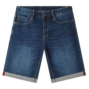Shorts en jean déchirés et usés pour hommes, coupe droite, taille mi-haute, en coton, décontractés, pour l'été, en tissu tissé, disponibles à la vente en ligne - Product Image 4
