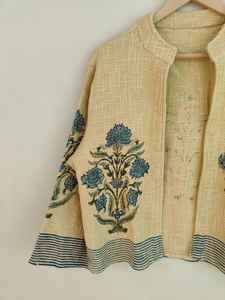 Chaqueta Bomber de Algodón con Estampado Indio, Prenda Exterior Étnica Hecha a Mano, Reversible, Ecológica, de Invierno, Unisex, para Mujer - Product Image 2