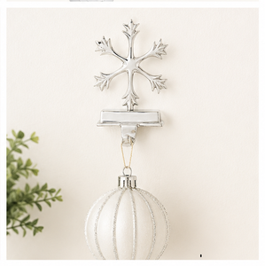Wholesale Silver Metal 3D Snowflake Christmas <b>Stocking</b> <b>Holder</b> For Fireplace Mantle Sturdy Weighted <b>Stocking</b> Hanger With Non-Slip - Product Image 2