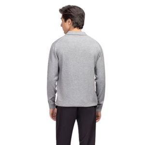 Suéter Polo de Manga Larga Gris Claro para Hombre, Jersey de Punto con Cuello Camisero y Botones al Frente, Estilo Casual Elegante, Personalizable OEM - Product Image 4