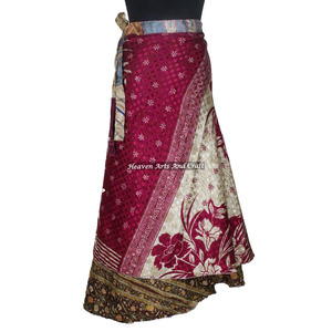 Falda Cruzada de Seda Vintage Talla Grande de Jaipur, India, Estilo Boho, Multicolor, para Verano, Cómoda, Estilo Hippie - Product Image 2