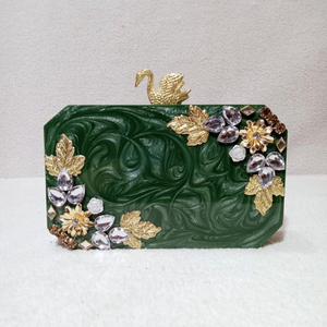 <b>Red</b> Resin Bridal <b>Clutch</b> Handmade Flower Crystal Evening Purse Custom Wedding Decoration Gift - Product Image 4