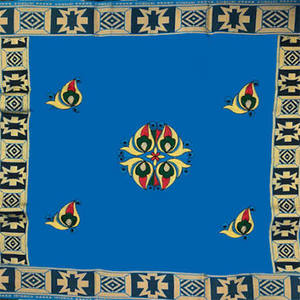 Tissu en denim tissé à motif floral africain bleu pour robe, costume et tenue de soirée pour femme - Product Image 1