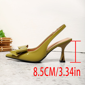 Escarpins élégants à bout pointu, design de niche, talon aiguille avec nœud, été, 6-8 cm, dessus en PU, chaussures pour le quotidien et les rendez-vous - Product Image 5