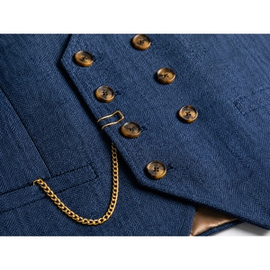 Custom Men's Double Breasted Tweed Vest Premium Herringbone Waistcoat Formal Business Wedding Classic Tailored Suit Vest - Product Image 2